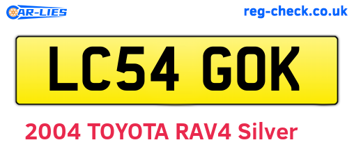 LC54GOK are the vehicle registration plates.