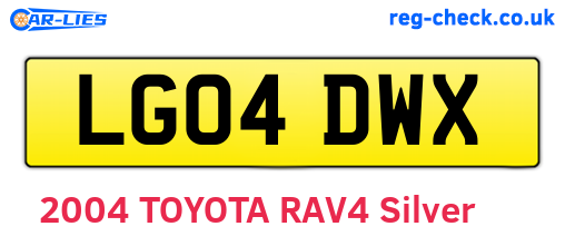 LG04DWX are the vehicle registration plates.