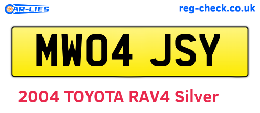 MW04JSY are the vehicle registration plates.