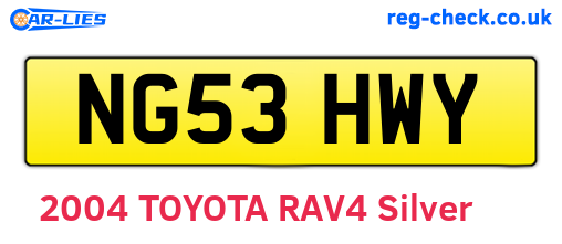 NG53HWY are the vehicle registration plates.