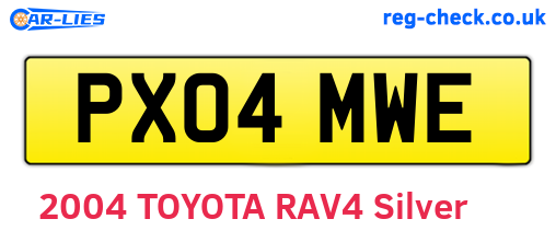 PX04MWE are the vehicle registration plates.