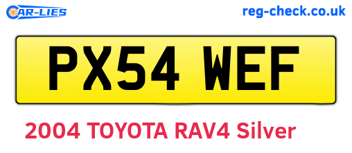 PX54WEF are the vehicle registration plates.