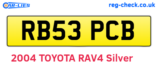 RB53PCB are the vehicle registration plates.