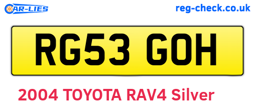 RG53GOH are the vehicle registration plates.