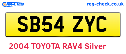 SB54ZYC are the vehicle registration plates.