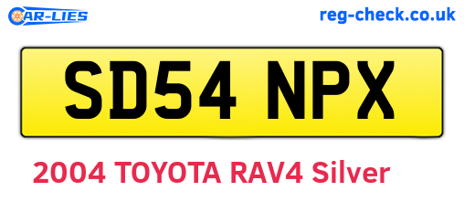 SD54NPX are the vehicle registration plates.