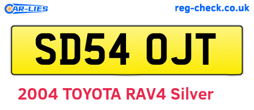 SD54OJT are the vehicle registration plates.