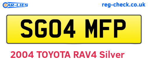 SG04MFP are the vehicle registration plates.