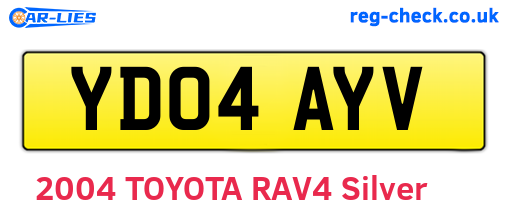 YD04AYV are the vehicle registration plates.