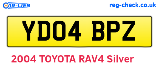 YD04BPZ are the vehicle registration plates.
