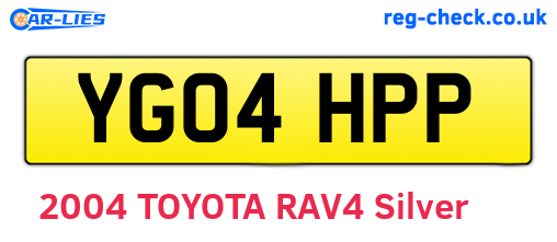 YG04HPP are the vehicle registration plates.