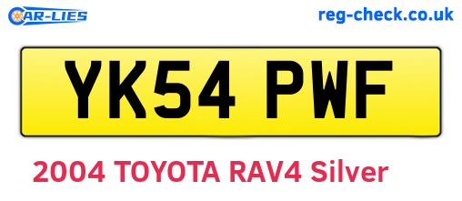 YK54PWF are the vehicle registration plates.