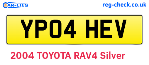 YP04HEV are the vehicle registration plates.