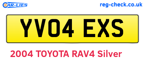 YV04EXS are the vehicle registration plates.