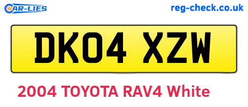DK04XZW are the vehicle registration plates.