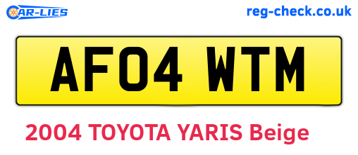 AF04WTM are the vehicle registration plates.