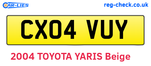 CX04VUY are the vehicle registration plates.