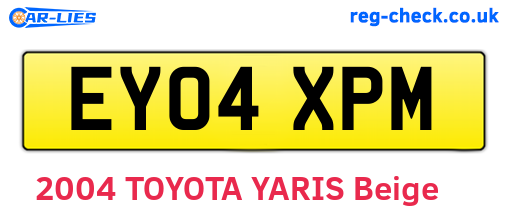 EY04XPM are the vehicle registration plates.