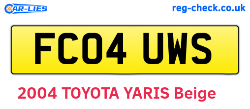 FC04UWS are the vehicle registration plates.