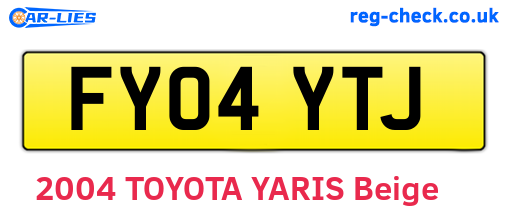 FY04YTJ are the vehicle registration plates.