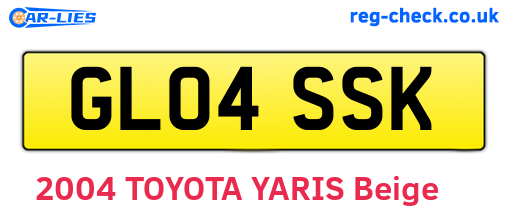 GL04SSK are the vehicle registration plates.