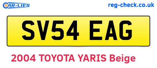 SV54EAG are the vehicle registration plates.