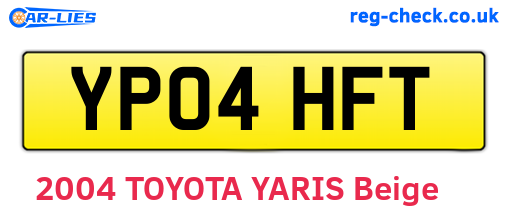 YP04HFT are the vehicle registration plates.