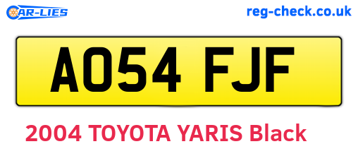 AO54FJF are the vehicle registration plates.
