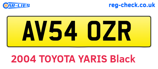 AV54OZR are the vehicle registration plates.