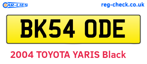 BK54ODE are the vehicle registration plates.