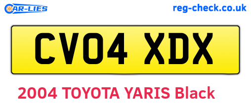 CV04XDX are the vehicle registration plates.