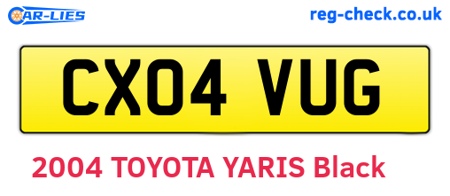 CX04VUG are the vehicle registration plates.