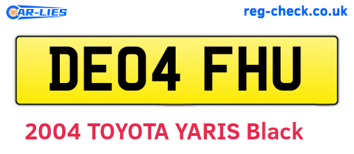 DE04FHU are the vehicle registration plates.