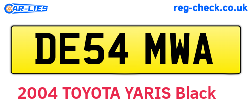 DE54MWA are the vehicle registration plates.
