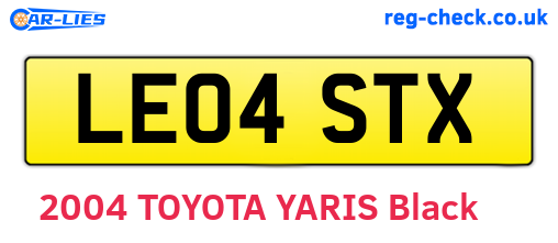LE04STX are the vehicle registration plates.