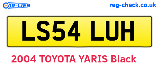 LS54LUH are the vehicle registration plates.