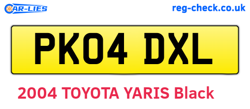 PK04DXL are the vehicle registration plates.