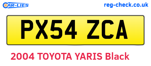 PX54ZCA are the vehicle registration plates.