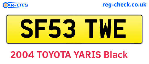 SF53TWE are the vehicle registration plates.