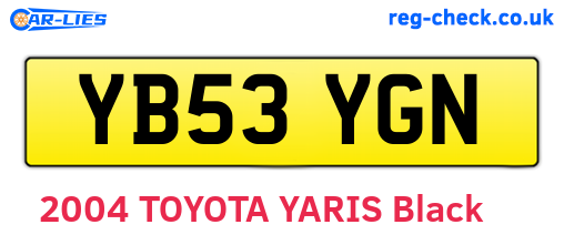 YB53YGN are the vehicle registration plates.