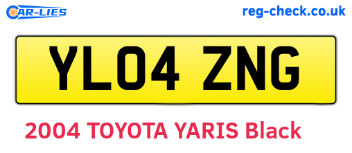 YL04ZNG are the vehicle registration plates.