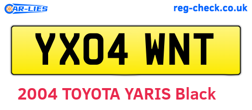 YX04WNT are the vehicle registration plates.