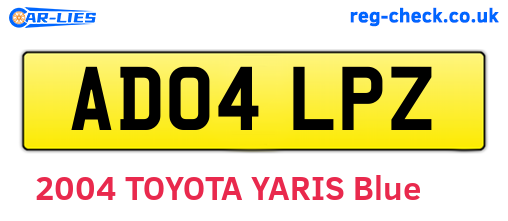 AD04LPZ are the vehicle registration plates.