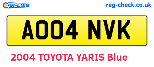 AO04NVK are the vehicle registration plates.