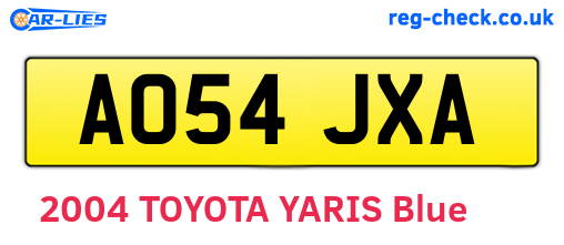 AO54JXA are the vehicle registration plates.