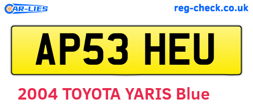 AP53HEU are the vehicle registration plates.