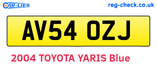 AV54OZJ are the vehicle registration plates.