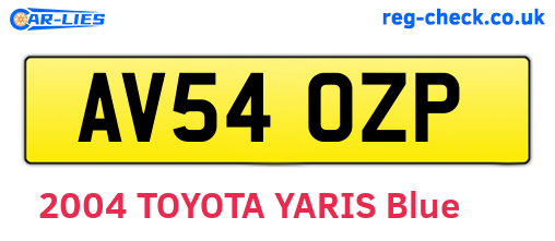 AV54OZP are the vehicle registration plates.