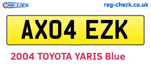 AX04EZK are the vehicle registration plates.