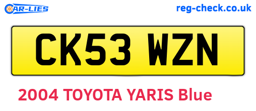 CK53WZN are the vehicle registration plates.